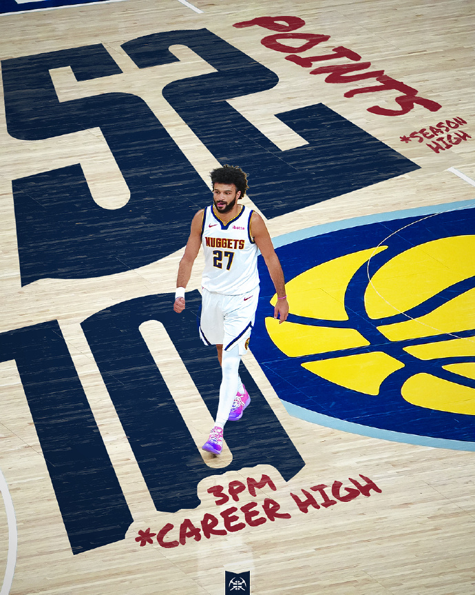 半岛·体育中国官方网-穆雷52+10三分生涯新高！掘金双杀步行者 约基奇24+8+13